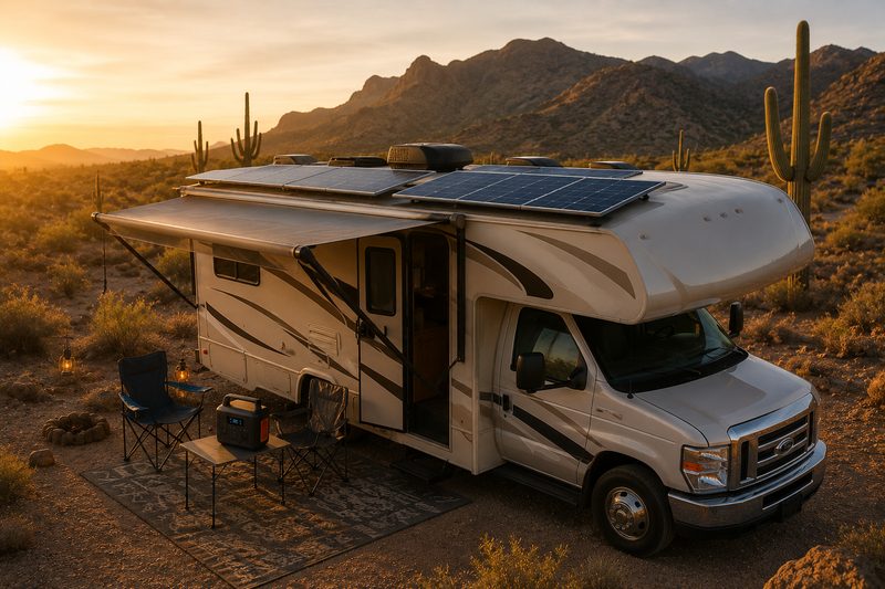 Solar panels on RV roof